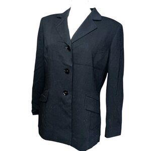 Evan-Picone Black Pinstripe Single-Breasted Blazer Suit Jacket Size 14 (Large) W